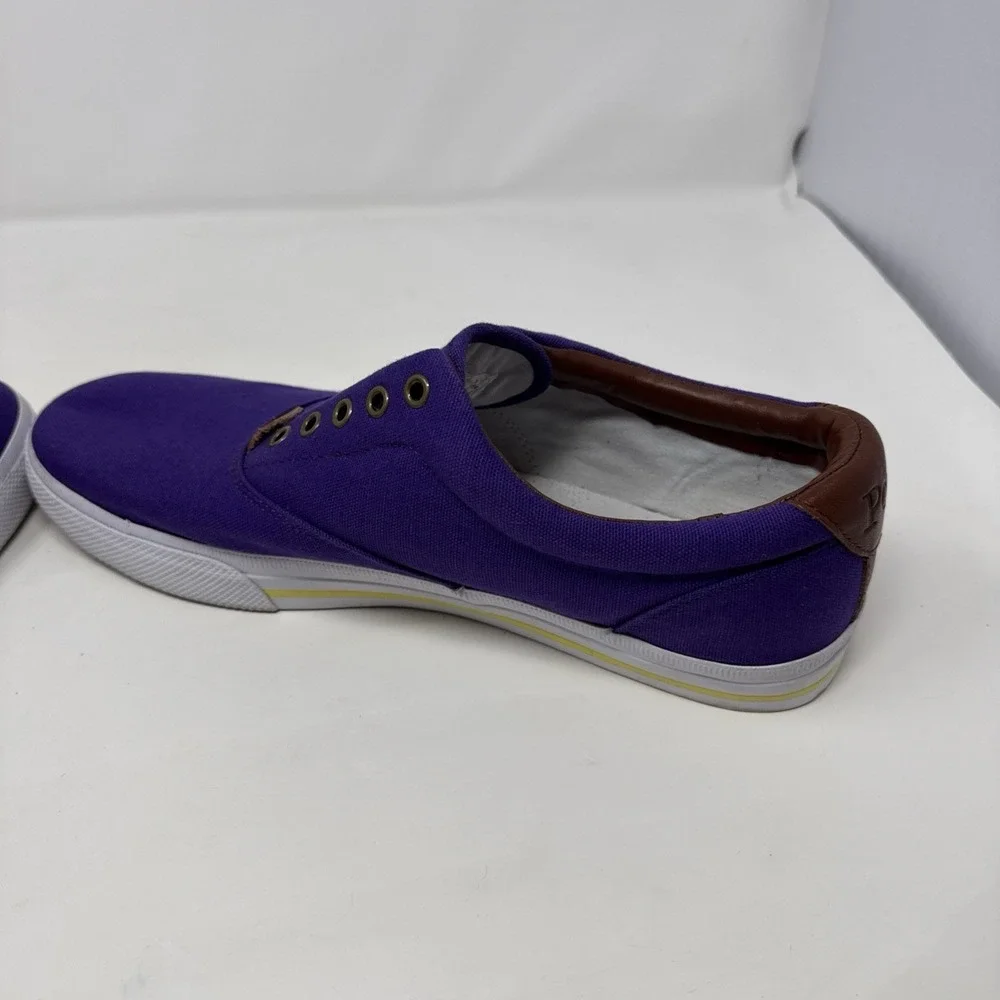 Men's Polo Ralph Lauren Purple Canvas Laceless Boat Shoes Size 13 D
